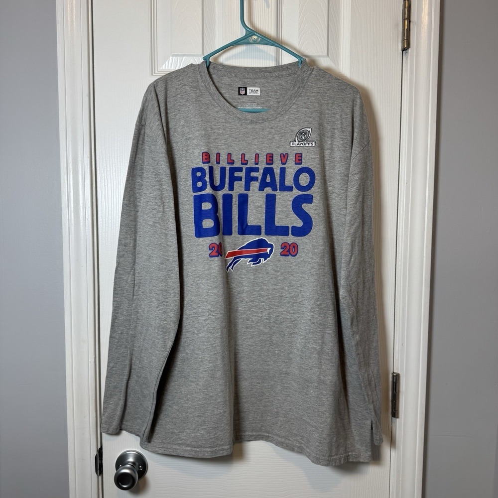 Buffalo Bills NFL Team Apparel 2020 NFL Playoffs Grey Longsleeve Top Size 2xl 2x